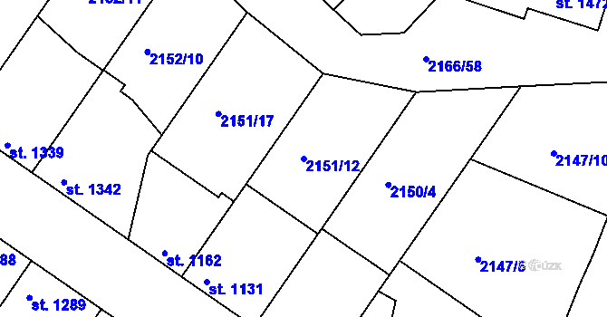 Parcela st. 2151/12 v KÚ Lysá nad Labem, Katastrální mapa