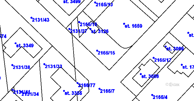 Parcela st. 2165/15 v KÚ Lysá nad Labem, Katastrální mapa