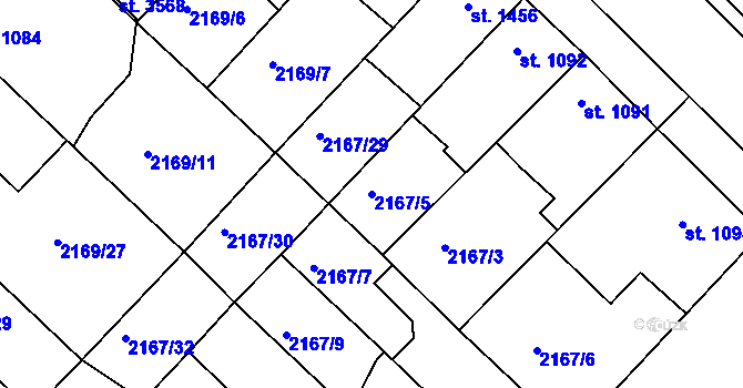 Parcela st. 2167/5 v KÚ Lysá nad Labem, Katastrální mapa