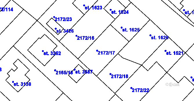 Parcela st. 2172/17 v KÚ Lysá nad Labem, Katastrální mapa