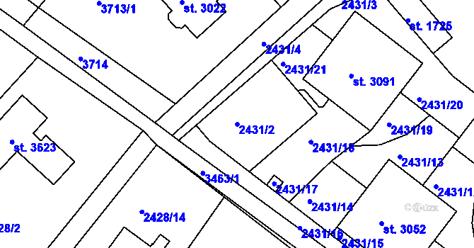 Parcela st. 2431/2 v KÚ Lysá nad Labem, Katastrální mapa