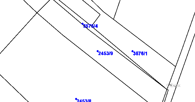 Parcela st. 2453/9 v KÚ Lysá nad Labem, Katastrální mapa