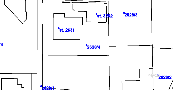 Parcela st. 2628/4 v KÚ Lysá nad Labem, Katastrální mapa