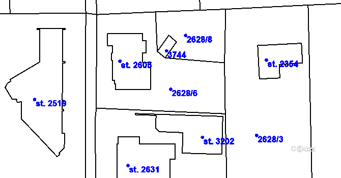 Parcela st. 2628/6 v KÚ Lysá nad Labem, Katastrální mapa