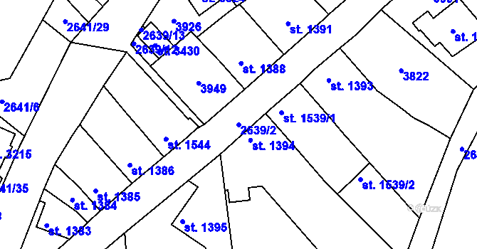 Parcela st. 2639/2 v KÚ Lysá nad Labem, Katastrální mapa