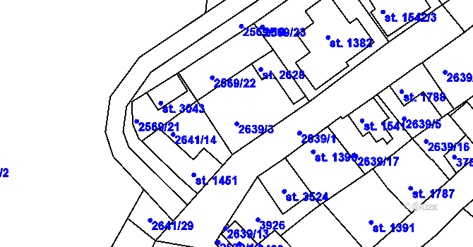 Parcela st. 2639/3 v KÚ Lysá nad Labem, Katastrální mapa