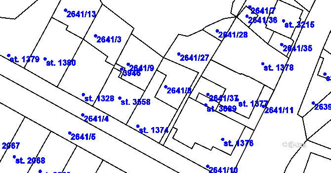 Parcela st. 2641/8 v KÚ Lysá nad Labem, Katastrální mapa
