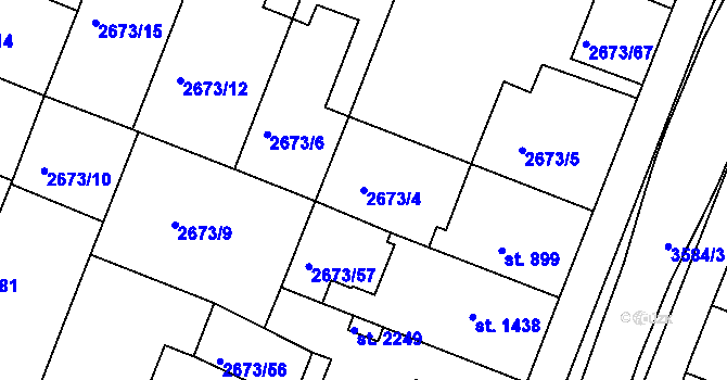 Parcela st. 2673/4 v KÚ Lysá nad Labem, Katastrální mapa