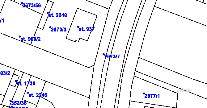Parcela st. 2673/7 v KÚ Lysá nad Labem, Katastrální mapa