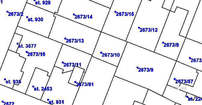 Parcela st. 2673/10 v KÚ Lysá nad Labem, Katastrální mapa