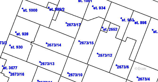 Parcela st. 2673/15 v KÚ Lysá nad Labem, Katastrální mapa