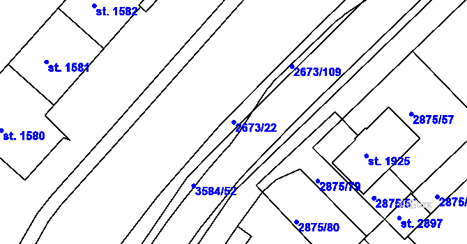 Parcela st. 2673/22 v KÚ Lysá nad Labem, Katastrální mapa