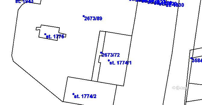 Parcela st. 2673/72 v KÚ Lysá nad Labem, Katastrální mapa
