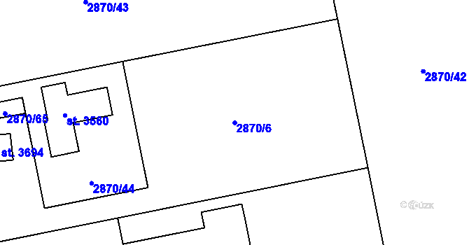 Parcela st. 2870/6 v KÚ Lysá nad Labem, Katastrální mapa