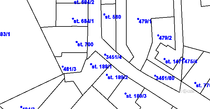 Parcela st. 3451/4 v KÚ Lysá nad Labem, Katastrální mapa