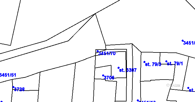 Parcela st. 3451/70 v KÚ Lysá nad Labem, Katastrální mapa