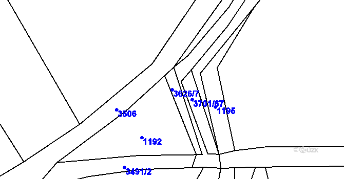 Parcela st. 3626/7 v KÚ Lysá nad Labem, Katastrální mapa