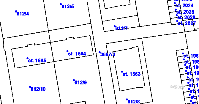 Parcela st. 3667/3 v KÚ Lysá nad Labem, Katastrální mapa