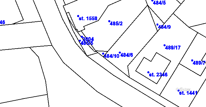 Parcela st. 484/10 v KÚ Lysá nad Labem, Katastrální mapa