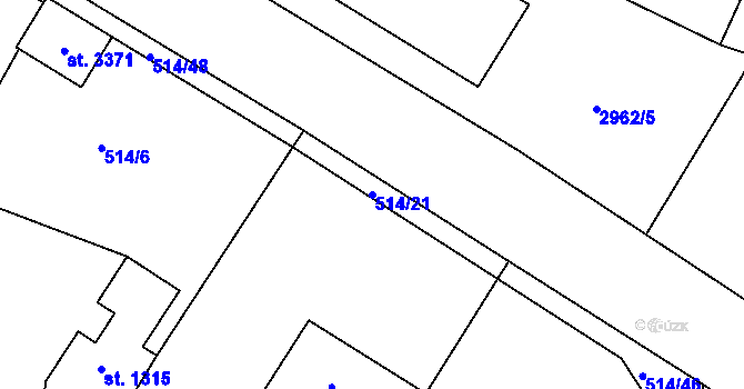 Parcela st. 514/21 v KÚ Lysá nad Labem, Katastrální mapa