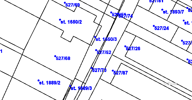 Parcela st. 527/52 v KÚ Lysá nad Labem, Katastrální mapa