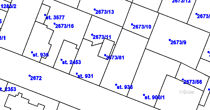 Parcela st. 2673/81 v KÚ Lysá nad Labem, Katastrální mapa