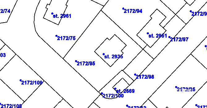 Parcela st. 2935 v KÚ Lysá nad Labem, Katastrální mapa