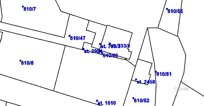 Parcela st. 610/66 v KÚ Lysá nad Labem, Katastrální mapa
