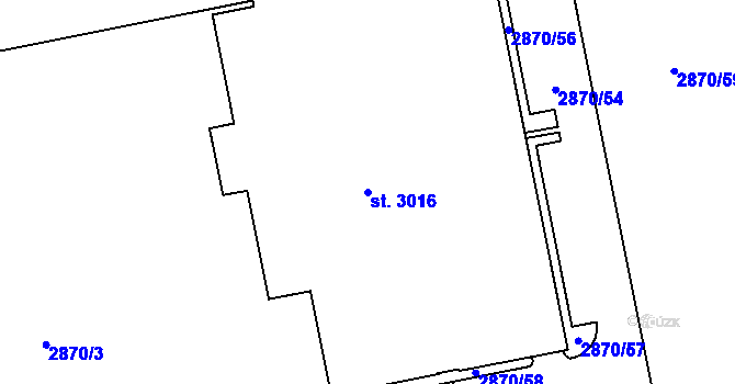 Parcela st. 3016 v KÚ Lysá nad Labem, Katastrální mapa