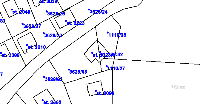 Parcela st. 2323/2 v KÚ Lysá nad Labem, Katastrální mapa