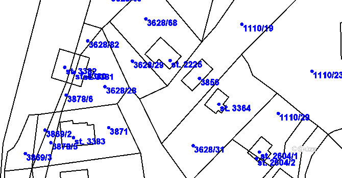 Parcela st. 3628/65 v KÚ Lysá nad Labem, Katastrální mapa
