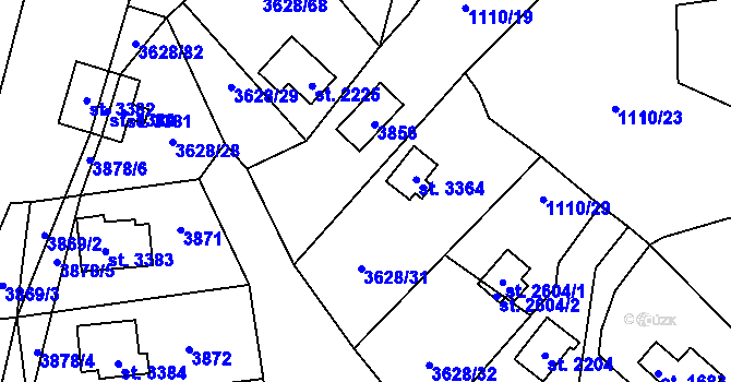 Parcela st. 3628/67 v KÚ Lysá nad Labem, Katastrální mapa