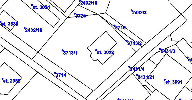 Parcela st. 3022 v KÚ Lysá nad Labem, Katastrální mapa