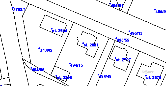 Parcela st. 2881 v KÚ Lysá nad Labem, Katastrální mapa