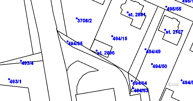 Parcela st. 2896 v KÚ Lysá nad Labem, Katastrální mapa