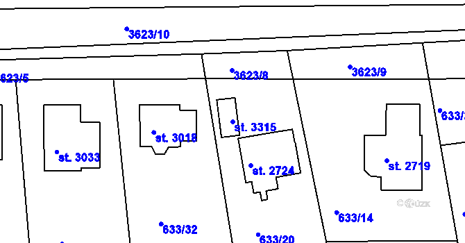 Parcela st. 3315 v KÚ Lysá nad Labem, Katastrální mapa