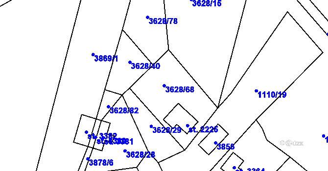 Parcela st. 3628/68 v KÚ Lysá nad Labem, Katastrální mapa