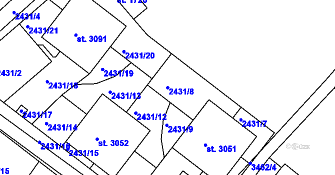 Parcela st. 2431/8 v KÚ Lysá nad Labem, Katastrální mapa