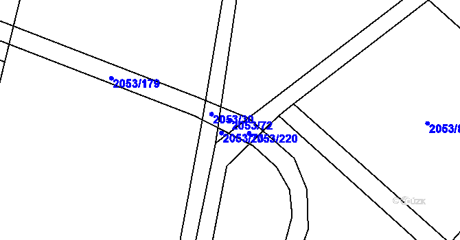 Parcela st. 2053/72 v KÚ Lysá nad Labem, Katastrální mapa
