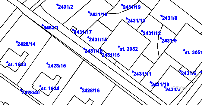 Parcela st. 2431/15 v KÚ Lysá nad Labem, Katastrální mapa