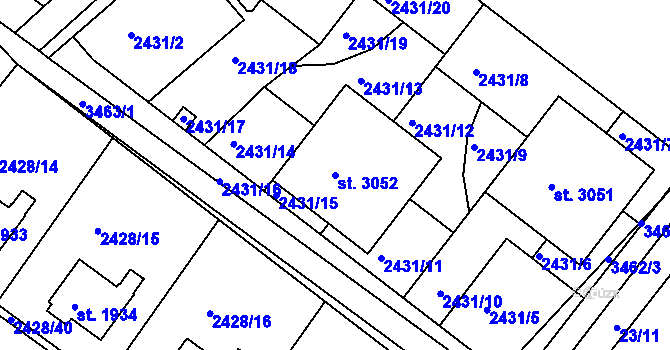 Parcela st. 3052 v KÚ Lysá nad Labem, Katastrální mapa