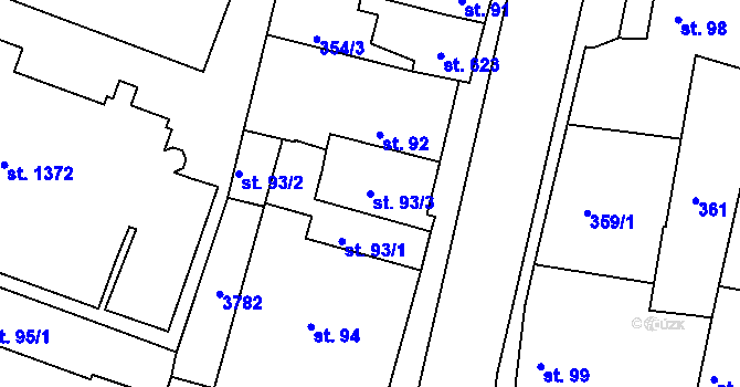 Parcela st. 93/3 v KÚ Lysá nad Labem, Katastrální mapa