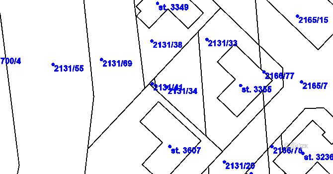 Parcela st. 2131/34 v KÚ Lysá nad Labem, Katastrální mapa