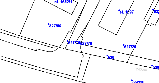 Parcela st. 527/79 v KÚ Lysá nad Labem, Katastrální mapa