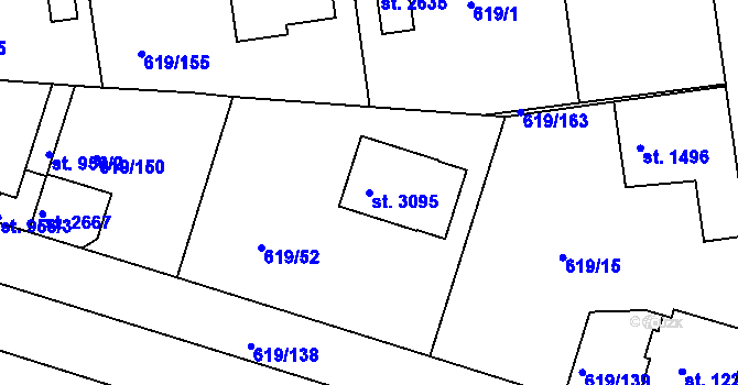 Parcela st. 3095 v KÚ Lysá nad Labem, Katastrální mapa