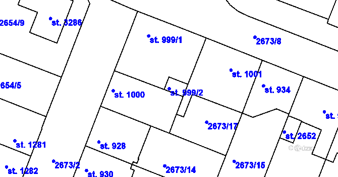 Parcela st. 999/2 v KÚ Lysá nad Labem, Katastrální mapa