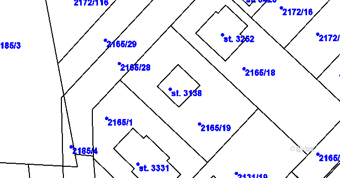 Parcela st. 3138 v KÚ Lysá nad Labem, Katastrální mapa