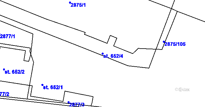 Parcela st. 652/4 v KÚ Lysá nad Labem, Katastrální mapa
