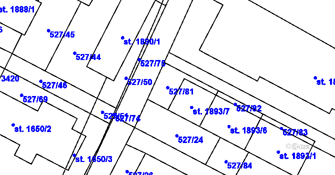 Parcela st. 527/81 v KÚ Lysá nad Labem, Katastrální mapa
