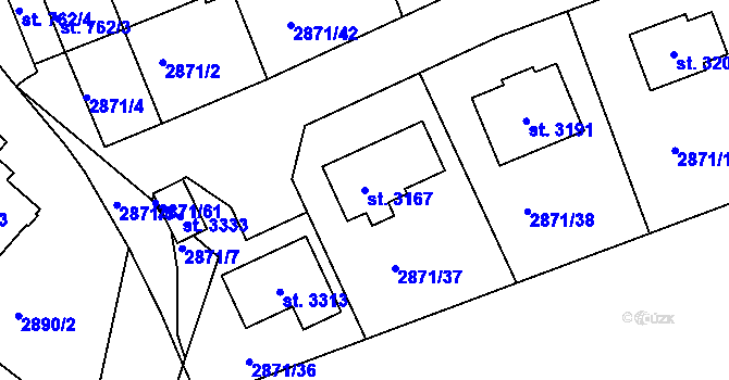 Parcela st. 3167 v KÚ Lysá nad Labem, Katastrální mapa